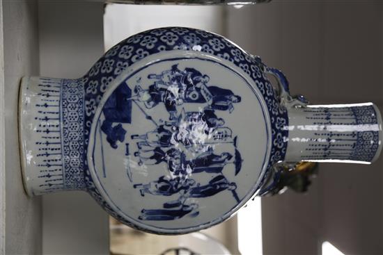 A large Chinese blue and white moon flask, late 19th century, 45cm